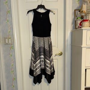 Chic Black and White High Low Dress